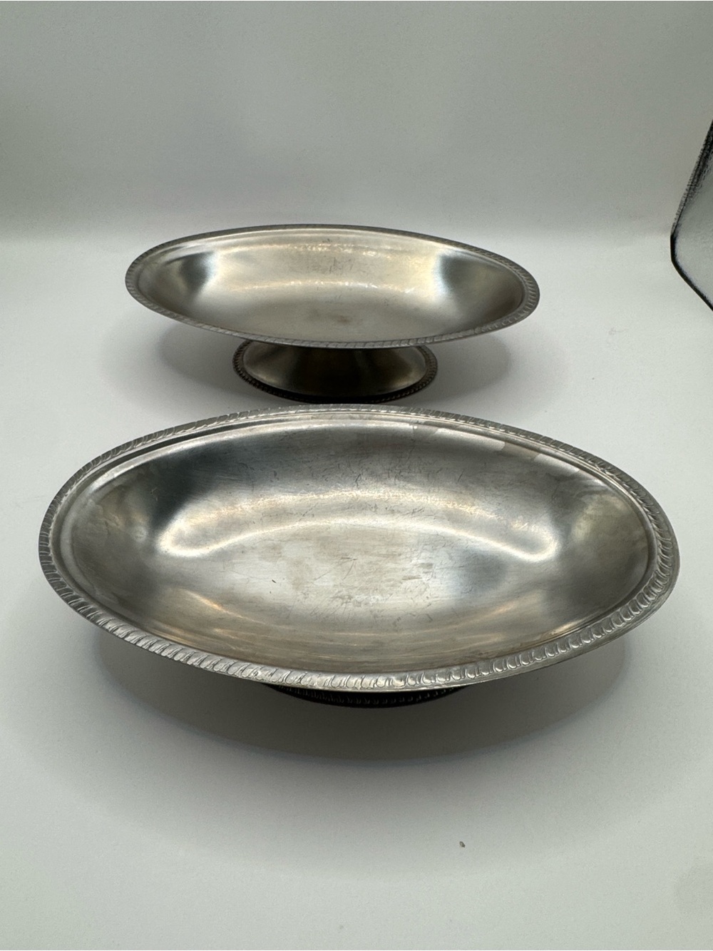 Vintage Stainless Steel Japan Pedestal Serving Bowls Set of 2 | Mid Century